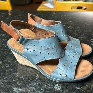 Rockport Cobb Hill Janna Perforated Slingback Teal Women's Size 7